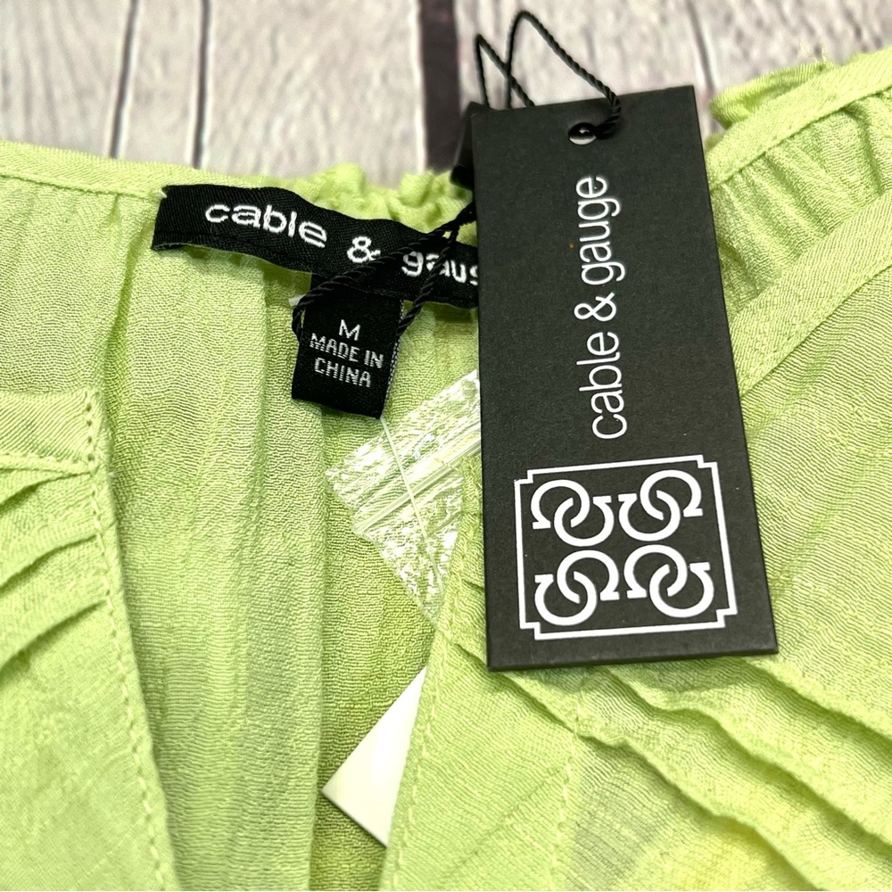 CABLE & GAUGE Elastic Waist, Lace Detail, Blouse-NWT - Picture 9 of 10